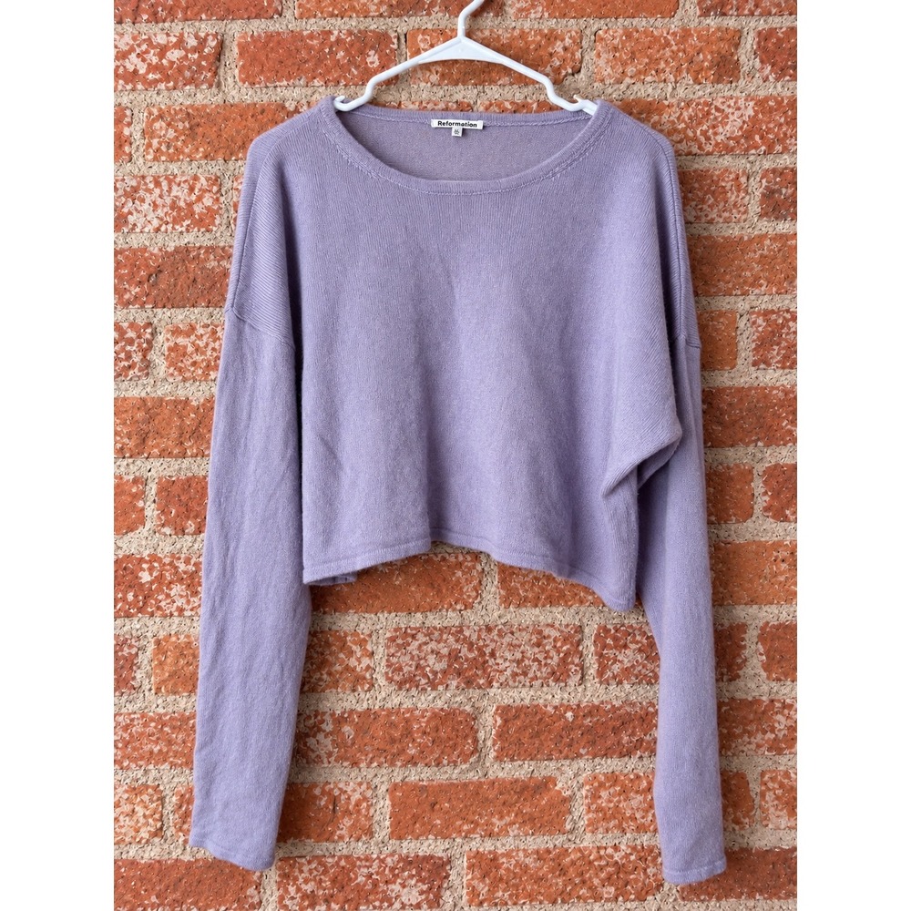 Reformation Cashmere Crop Sweater XL Lavender Purple Coquette Pastel Soft Girl